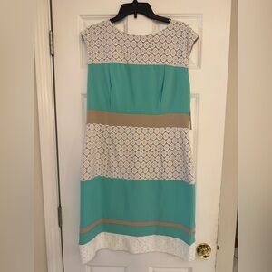 Studio One Teal and Beige Midi Dress